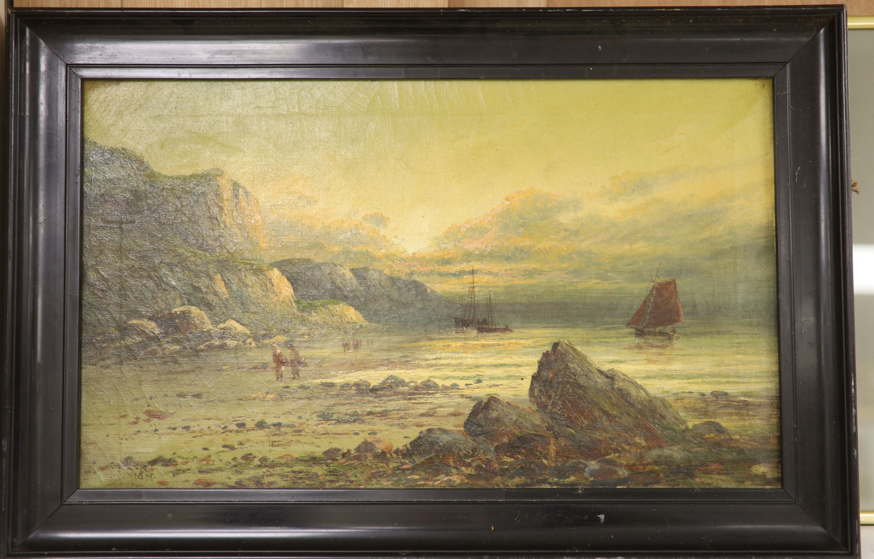 Fred Hider (1861-1933), oil on canvas, A summer evening on the Sussex coast, signed, 30 x 50cm